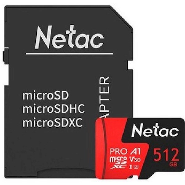 მეხსიერების ბარათი Netac NT02P500PRO-512G-S, 512GB, MicroSDXC, V30, A1 ...